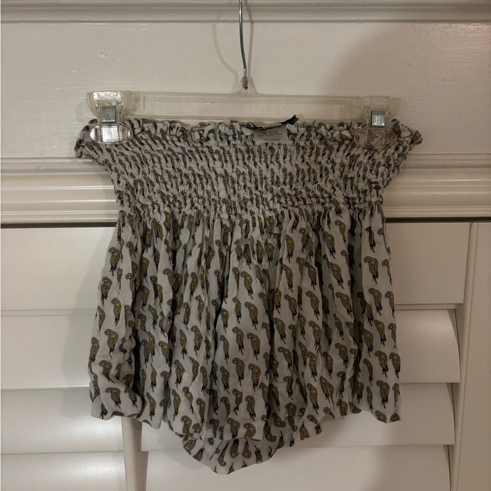 KOCH High Waist White and Yellow Smocked Shorts Skirt